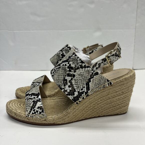 Kenneth Cole Wedge Snakeskin Espadrille Sandals Women's 9.5M Open Toe Slingback - Picture 2 of 15